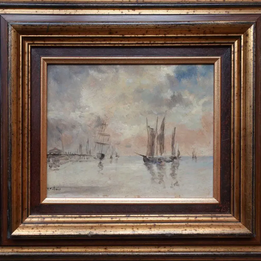 Henri Saint-Clair. Trois-mâts près de Venise. Achat tableau, achat art, décoration.