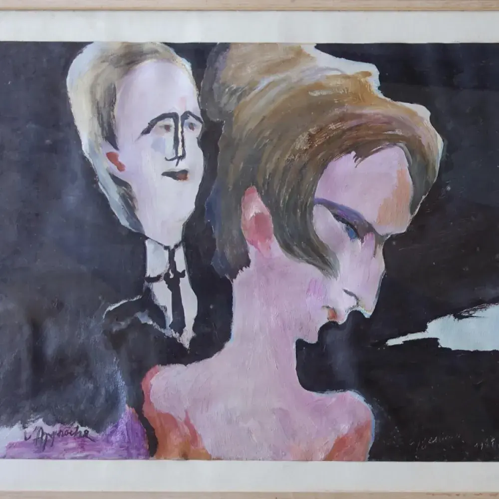 Jean-Baptiste Chéreau. L'approche. Huile sur papier.