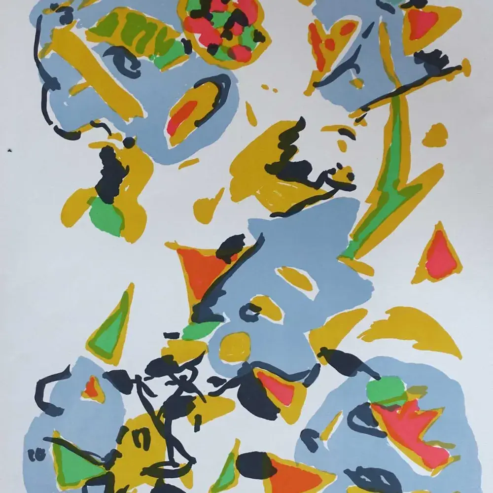 Shizu Shimada. Composition à cinq éléments. Lithographie. achat art, achat art japonais, achat art abstrait