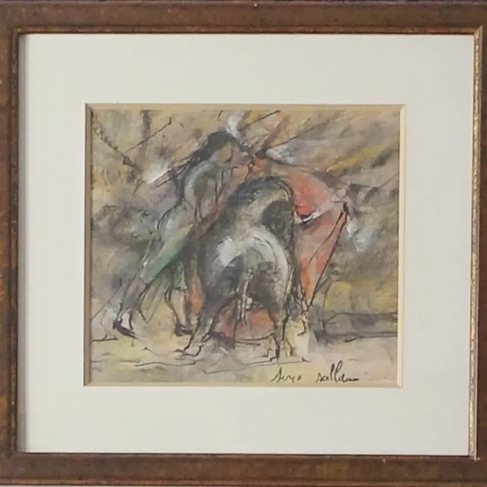 Serge Sallan. Toromachie N°1. Pastel sur papier. Achat art, décoration tableau
