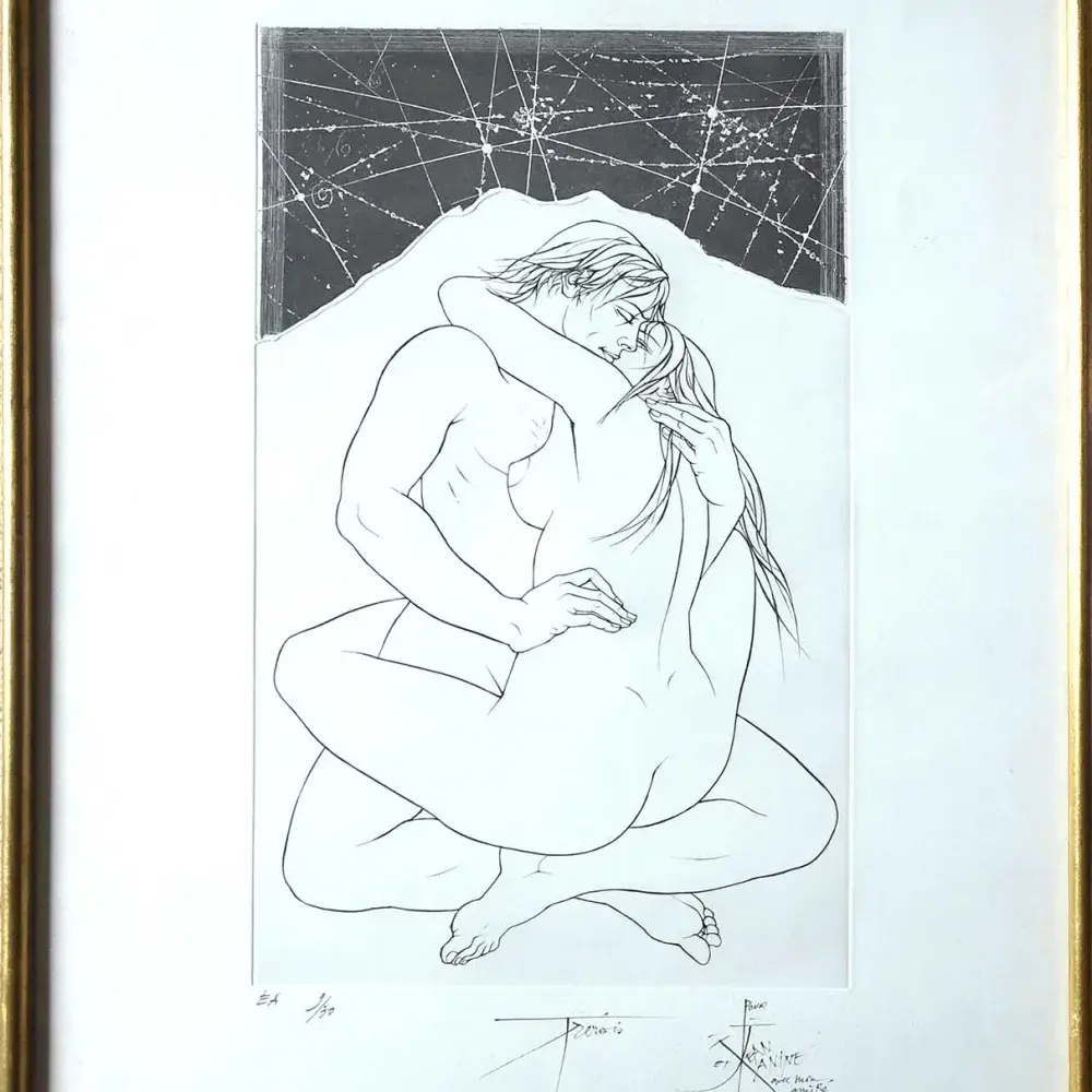 Pierre-Yves Trémois. Couple enlacé. Gravure sur cuivre. Achat art