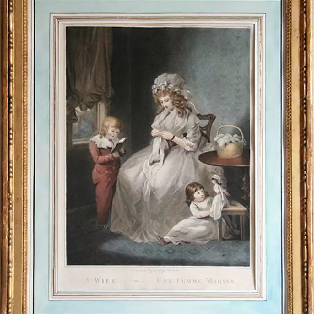 achat tableau gravure XVIIIème siècle A wife - Une femme mariée