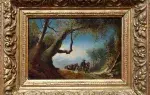 Cavalier en hiver. Huile sur carton dans le goût du XVIIIeme. Achat tableau art décoration