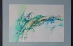 Giacomo de Pass.Abstraction aquatique. Aquarelle. Achat art décoration