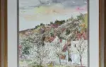 Maisons près d'Auxerre. Aquarelle de Georges Hosotte. Achat art tableau décoration