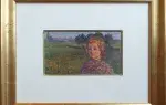 Paul Emile Colin. Jeune fille au paysage. Huile sur carton. Achat tableau, achat protrait, achat art