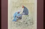 Le cireur. Raoul Berjonneau. Aquarelle. Achat art, décoration, orientalisme