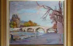 Edmond Sigrist. Pont Royal et Louvre. Achat art, achat tableau, achat décoration