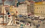 Valabrègue. Port de Marseille (Notre-Dame). Achat aquarelle, achat tableau, achat art déco.
