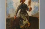 La fileuse, chevière auvergnate, Yves Alix d'après Millet. Achat tableau, achat étude de grands maitres, achat art,