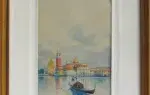 achat tableau aquarelle Venise Aube vénitienne. Ecole italienne.