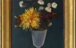 Huile.FONTANAROSA Lucien. Achat Tableau.Dahlias. Asters. Opaline