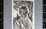 Tableau achat décoration Michel Ciry, un oiseau sur l'épaule, fusain double face
