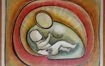 Claude Braun, Maternité. Huile sur toile. Achat art, achat tableau