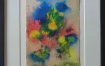 Georges Hugnet. Décalcomanie bleue rose et jaune. Achat art, achat surréalisme.