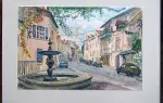  fontaine en Provence  achat art Aquarelle André Grozdanovitch