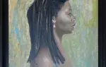 Denis Geoffroy Dechaume. Profil de femme aux dreadlocks. Achat art, achat tableau, achat portrait de femme
