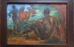 Ghy-Lemm. Nus au chevaux rouges. Achat art. Achat tableau. Achat tableau art déco, achat années trente,
