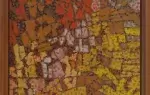 achat tableau peinture décoration henry darnaud composition orange et jaune abstraite pointillisme