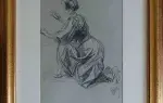 Jules Chéret. Femme agenouillée. Achat tableau, achat Jules Chéret, achat tableau Belle Epoque