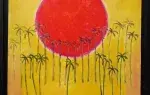 Lazar Mayer. Soleil jaune. HST. Acaht tableau, achat art, décoration