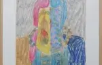 Maurice Blond. Portrait à la chaise et au violon. Pastel gras. Achat art, achat art du XXème siècle