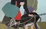 Pauvre chèvre huile sur toile d'Albertine Millet. Acaht tableau décoration