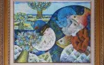 Raimondo Cardelli. Rêve au chat bleu. Huile sur toile.