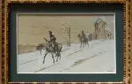 Retraite de Russie. Berold. Dessins. Encre de chine et gouache blanche.Cadeau achat tableau décoration