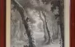 Fusain-Ecole du XIXème siècle-Sous-bois achat tableau