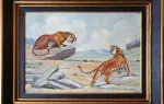 Tableau cadeau achat décoration Edouard Eveno Tigres Art Déco