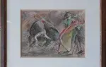 Serge Sallan. Toromachie N°2. Pastel sur papier. Achat art, décoration tableau